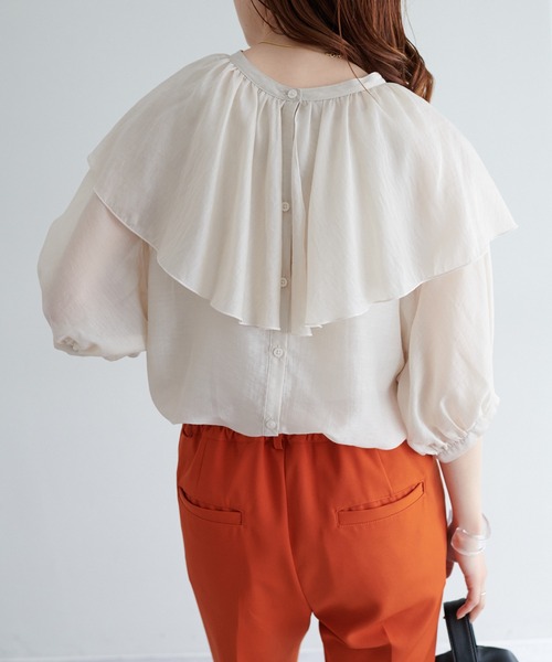 DISCOAT（ディスコート）の「【前後2WAY】衿フリルシアーブラウス（シャツ/ブラウス・レディース・ブラック/ミント/ホワイト系その他・FREE）」の11枚目の写真