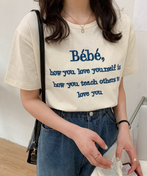 Diosfront(ディオスフロント)の「カラーロゴ刺繍カットソー(Tシャツ/カットソー・レディース・ピンク/ベージュ/ネイビー/ホワイト/ブラック・M/L)」の22枚目の写真