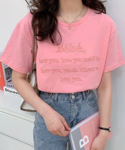 Diosfront(ディオスフロント)の「カラーロゴ刺繍カットソー(Tシャツ/カットソー・レディース・ピンク/ベージュ/ネイビー/ホワイト/ブラック・M/L)」の11枚目の写真