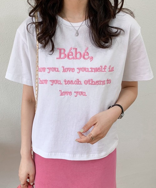 Diosfront(ディオスフロント)の「カラーロゴ刺繍カットソー(Tシャツ/カットソー・レディース・ピンク/ベージュ/ネイビー/ホワイト/ブラック・M/L)」の15枚目の写真