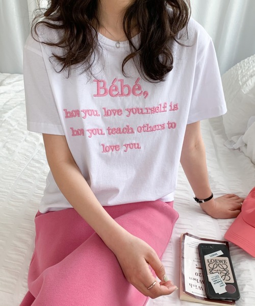 Diosfront(ディオスフロント)の「カラーロゴ刺繍カットソー(Tシャツ/カットソー・レディース・ピンク/ベージュ/ネイビー/ホワイト/ブラック・M/L)」の13枚目の写真