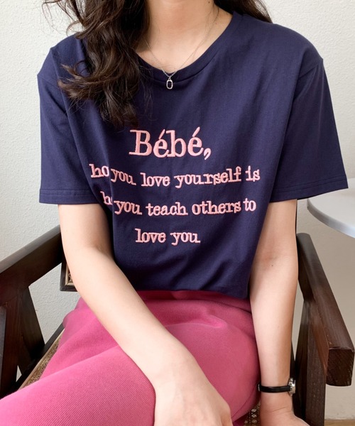 Diosfront(ディオスフロント)の「カラーロゴ刺繍カットソー(Tシャツ/カットソー・レディース・ピンク/ベージュ/ネイビー/ホワイト/ブラック・M/L)」の6枚目の写真