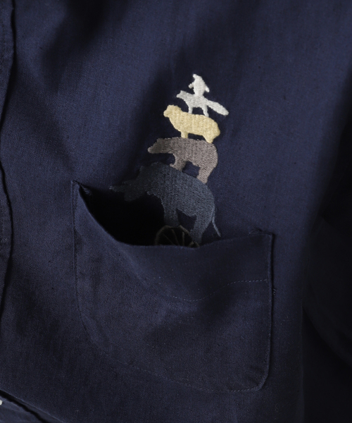 B.C STOCK（ベーセーストック）の「10シュウネンブレーメンシャツ（シャツ/ブラウス・メンズ・ネイビー/ホワイト系その他/ベージュ・LARGE/MEDIUM）」の18枚目の写真