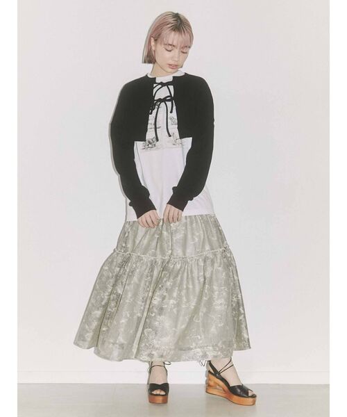 merry jenny（メリージェニー）の「ショートワッフルリボンカーディガン（カーディガン/ボレロ・レディース・ブラック/オフホワイト/アイボリー・FREE）」の16枚目の写真