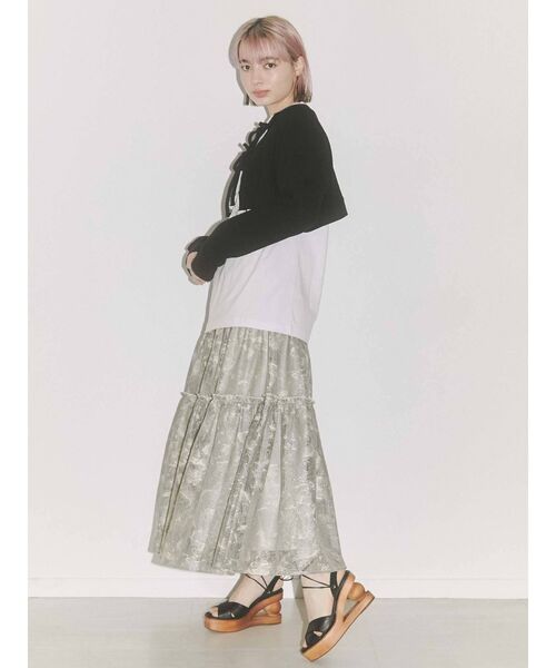 merry jenny（メリージェニー）の「ショートワッフルリボンカーディガン（カーディガン/ボレロ・レディース・ブラック/オフホワイト/アイボリー・FREE）」の17枚目の写真