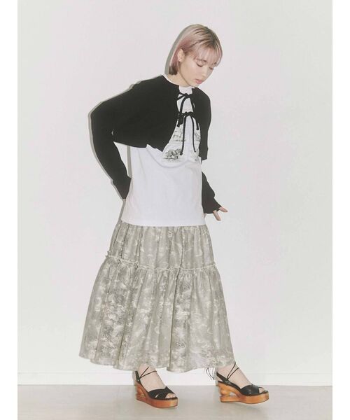 merry jenny（メリージェニー）の「ショートワッフルリボンカーディガン（カーディガン/ボレロ・レディース・ブラック/オフホワイト/アイボリー・FREE）」の18枚目の写真