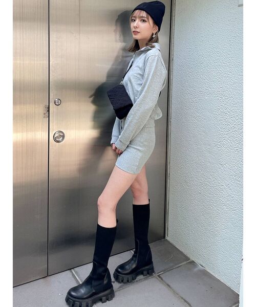 GYDA（ジェイダ）の「ZIPデザイン ドッキングスウェットワンピース（ワンピース・レディース・オフホワイト/グレー/ブラック・FREE）」の13枚目の写真