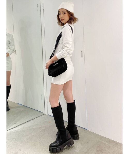 GYDA（ジェイダ）の「ZIPデザイン ドッキングスウェットワンピース（ワンピース・レディース・オフホワイト/グレー/ブラック・FREE）」の6枚目の写真