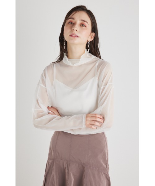 rienda（リエンダ）の「ルーズシアーハイネックトップス（Tシャツ