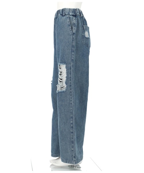 ANAP GiRL(アナップガール)の「クラッシュデニムイージーパンツ(デニムパンツ・キッズ・ライトブルー・S/XS/M)」の9枚目の写真
