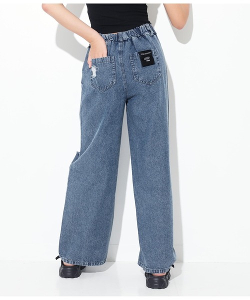 ANAP GiRL(アナップガール)の「クラッシュデニムイージーパンツ(デニムパンツ・キッズ・ライトブルー・S/XS/M)」の15枚目の写真