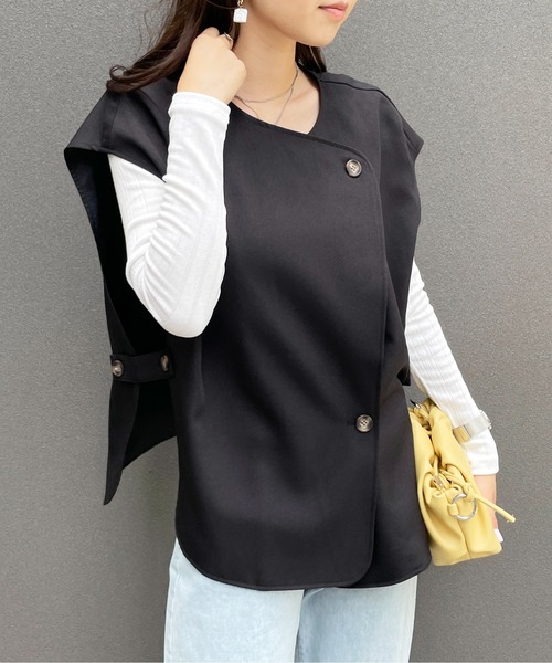 StyleSea（スタイルシー）の「ウールライクフレンチ2WAYベスト（ベスト・レディース・ブラック/アイボリー/キャメル・MEDIUM）」の12枚目の写真