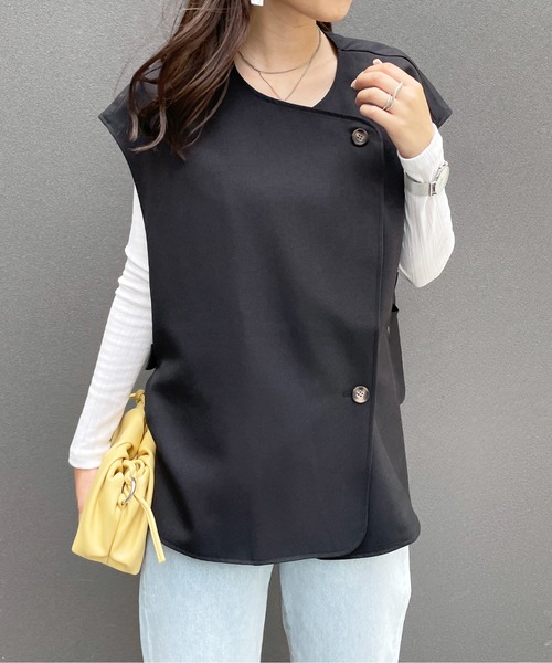 StyleSea（スタイルシー）の「ウールライクフレンチ2WAYベスト（ベスト・レディース・ブラック/アイボリー/キャメル・MEDIUM）」の7枚目の写真