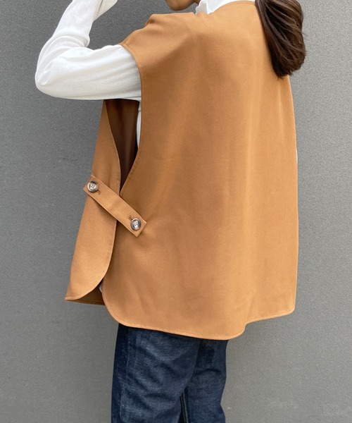 StyleSea（スタイルシー）の「ウールライクフレンチ2WAYベスト（ベスト・レディース・ブラック/アイボリー/キャメル・MEDIUM）」の9枚目の写真