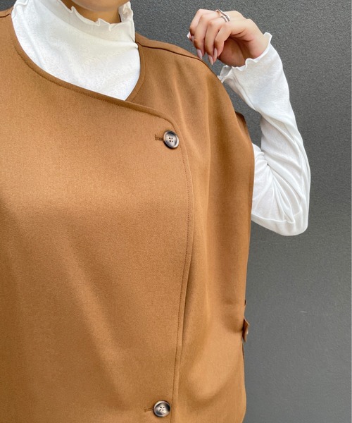 StyleSea（スタイルシー）の「ウールライクフレンチ2WAYベスト（ベスト・レディース・ブラック/アイボリー/キャメル・MEDIUM）」の21枚目の写真