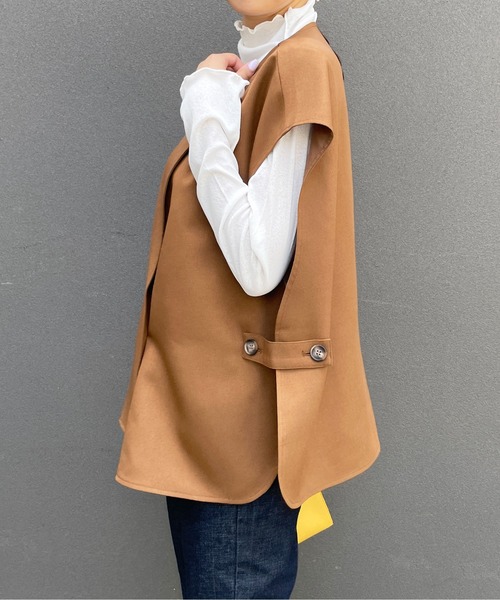 StyleSea（スタイルシー）の「ウールライクフレンチ2WAYベスト（ベスト・レディース・ブラック/アイボリー/キャメル・MEDIUM）」の16枚目の写真