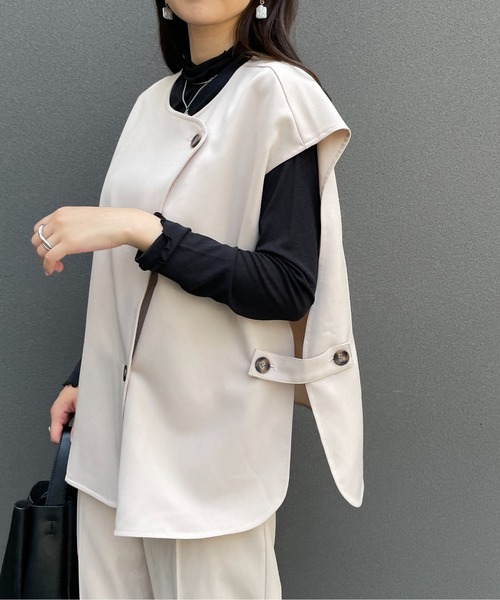 StyleSea（スタイルシー）の「ウールライクフレンチ2WAYベスト（ベスト・レディース・ブラック/アイボリー/キャメル・MEDIUM）」の10枚目の写真