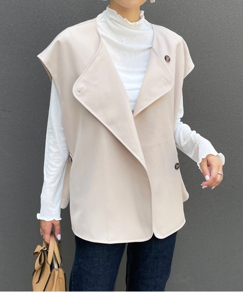 StyleSea（スタイルシー）の「ウールライクフレンチ2WAYベスト（ベスト・レディース・ブラック/アイボリー/キャメル・MEDIUM）」の17枚目の写真