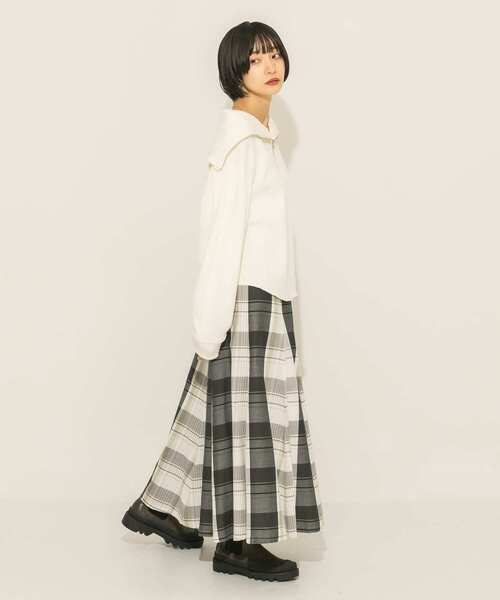 KBF（ケイビーエフ）の「BIGチェックフレアスカート（スカート・レディース・ブラック系その他/グリーン系その他/パープル系その他・ONE）」の12枚目の写真