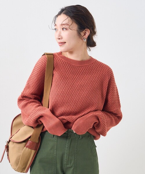 FREAK'S STORE(フリークスストア)の「限定展開 サーマルショートニットプルオーバー(ニット/セーター・レディース・ナチュラル/グレー/ブラック/ピンク/マスタード/グリーン/オレンジ/ネイビー/ブルー・フリ-)」の9枚目の写真