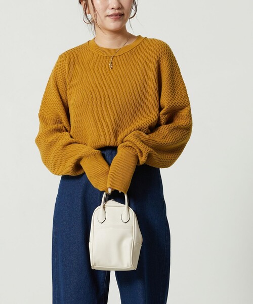 FREAK'S STORE(フリークスストア)の「限定展開 サーマルショートニットプルオーバー(ニット/セーター・レディース・ナチュラル/グレー/ブラック/ピンク/マスタード/グリーン/オレンジ/ネイビー/ブルー・フリ-)」の19枚目の写真