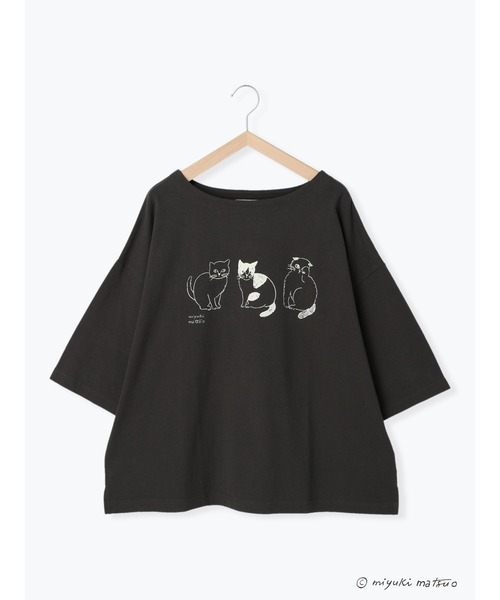 Samansa Mos2（サマンサ モスモス）の「【miyuki matsuoXSamansaMos2】プリント7分袖T（Tシャツ/カットソー・レディース・グリーン/マスタード/チャコール/キナリ・ﾌﾘ-）」の3枚目の写真