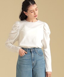 Ray BEAMS | Ray BEAMS / ギャザー ボリューム スリーブ Tシャツ(Tシャツ/カットソー)