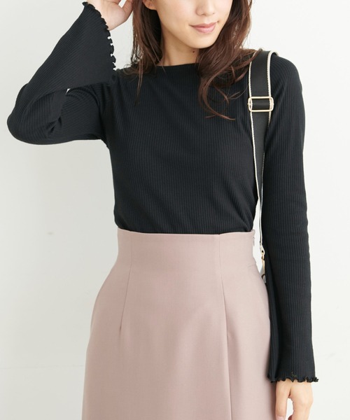 FREE'S MART（フリーズマート）の「◆三角テレコ前後2Wayフレアスリーブカットソー（Tシャツ/カットソー・レディース・ブルー/ホワイト/ブラック・FREE）」の4枚目の写真