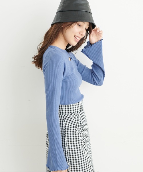 FREE'S MART（フリーズマート）の「◆三角テレコ前後2Wayフレアスリーブカットソー（Tシャツ/カットソー・レディース・ブルー/ホワイト/ブラック・FREE）」の15枚目の写真