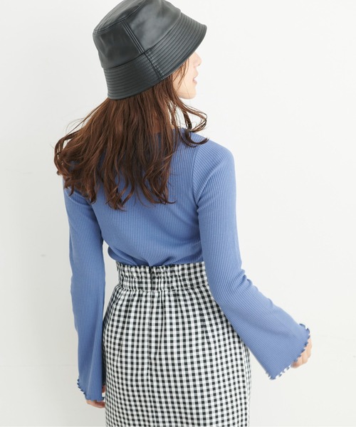 FREE'S MART（フリーズマート）の「◆三角テレコ前後2Wayフレアスリーブカットソー（Tシャツ/カットソー・レディース・ブルー/ホワイト/ブラック・FREE）」の6枚目の写真