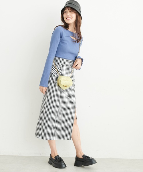 FREE'S MART（フリーズマート）の「◆三角テレコ前後2Wayフレアスリーブカットソー（Tシャツ/カットソー・レディース・ブルー/ホワイト/ブラック・FREE）」の13枚目の写真