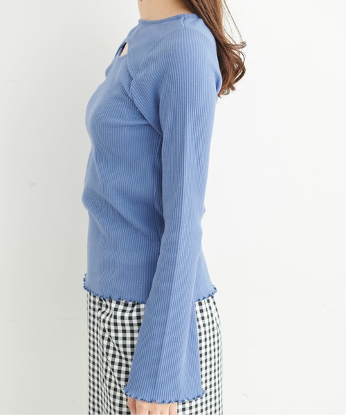 FREE'S MART（フリーズマート）の「◆三角テレコ前後2Wayフレアスリーブカットソー（Tシャツ/カットソー・レディース・ブルー/ホワイト/ブラック・FREE）」の19枚目の写真