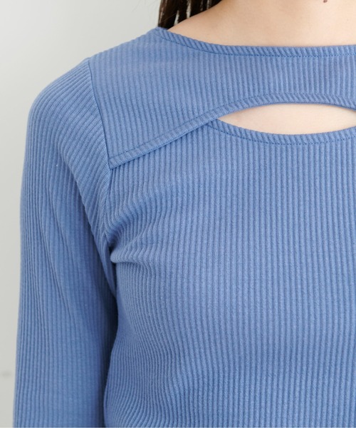 FREE'S MART（フリーズマート）の「◆三角テレコ前後2Wayフレアスリーブカットソー（Tシャツ/カットソー・レディース・ブルー/ホワイト/ブラック・FREE）」の7枚目の写真