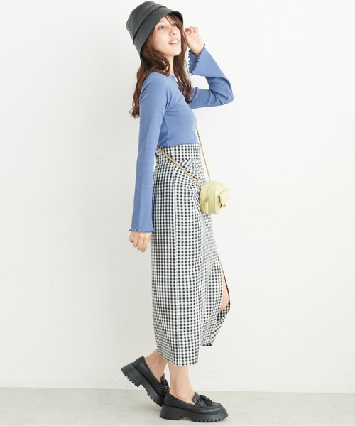 FREE'S MART（フリーズマート）の「◆三角テレコ前後2Wayフレアスリーブカットソー（Tシャツ/カットソー・レディース・ブルー/ホワイト/ブラック・FREE）」の22枚目の写真