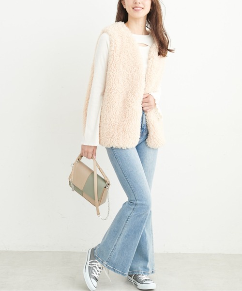 FREE'S MART（フリーズマート）の「◆三角テレコ前後2Wayフレアスリーブカットソー（Tシャツ/カットソー・レディース・ブルー/ホワイト/ブラック・FREE）」の12枚目の写真