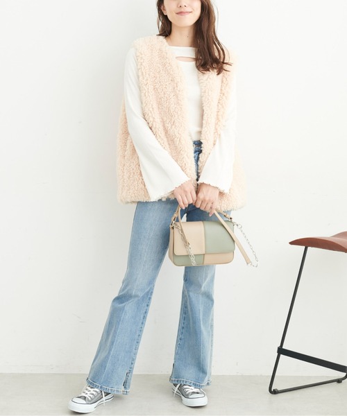 FREE'S MART（フリーズマート）の「◆三角テレコ前後2Wayフレアスリーブカットソー（Tシャツ/カットソー・レディース・ブルー/ホワイト/ブラック・FREE）」の21枚目の写真