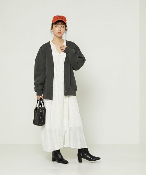 FREAK'S STORE(フリークスストア)の「HEAVYスウェットVネックカーディガン(カーディガン/ボレロ・レディース・チャコールグレー/パープル/ナチュラル/グリーン・フリ-)」の22枚目の写真