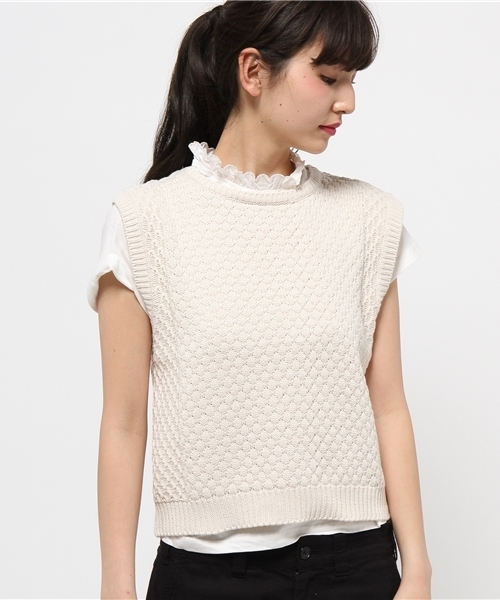 Kastane(カスタネ)の「【Kastane】KNITベストSET(ニット/セーター・レディース・オフホワイト/グレー/オレンジ/ライトグリーン・FREE)」の9枚目の写真