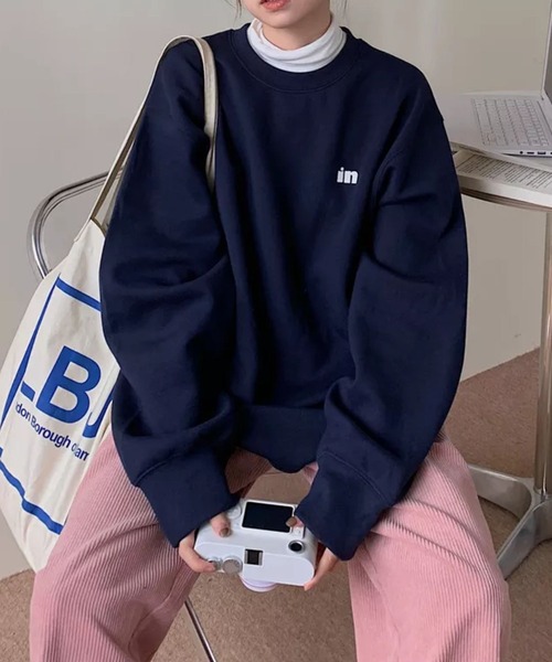 Auntie Rosa（アンティローザ）の「ワンポイントロゴビッグトレーナー（スウェット・レディース・ネイビー/グレー/ピンク/ブルー・FREE）」の3枚目の写真