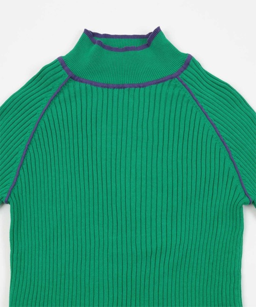 miette（ミエット）の「ハイネック配色ラインリブニット（ニット/セーター・レディース・ライトグレー/オレンジ/グリーン/ブルー・FREE）」の8枚目の写真