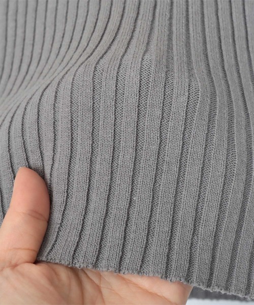 miette（ミエット）の「ハイネック配色ラインリブニット（ニット/セーター・レディース・ライトグレー/オレンジ/グリーン/ブルー・FREE）」の6枚目の写真