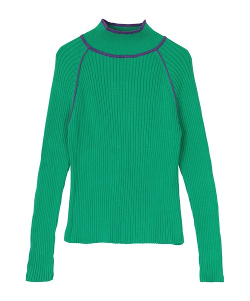 miette（ミエット）の「ハイネック配色ラインリブニット（ニット/セーター・レディース・ライトグレー/オレンジ/グリーン/ブルー・FREE）」の11枚目の写真