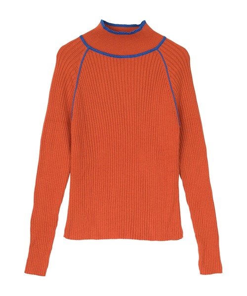 miette（ミエット）の「ハイネック配色ラインリブニット（ニット/セーター・レディース・ライトグレー/オレンジ/グリーン/ブルー・FREE）」の15枚目の写真