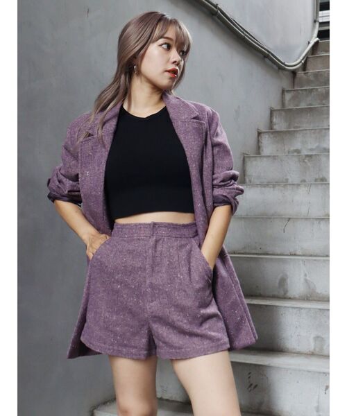 EVRIS（エヴリス）の「ツイードショートパンツ【セットアップ着用可能】（その他パンツ・レディース・ブラック/パープル/ブラウン・SMALL/MEDIUM）」の10枚目の写真