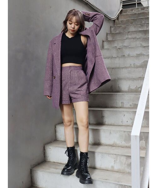 EVRIS（エヴリス）の「ツイードショートパンツ【セットアップ着用可能】（その他パンツ・レディース・ブラック/パープル/ブラウン・SMALL/MEDIUM）」の16枚目の写真