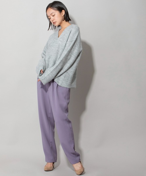 Munich(ミューニック)の「モヘアスレッドニッティグVネックプルオーバー(ニット/セーター・レディース・ベージュ/パープル/グレー・FREE)」の21枚目の写真