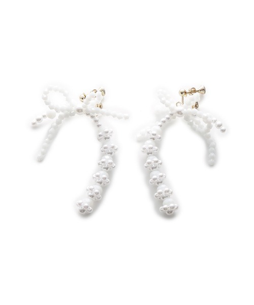 LILY BROWN（リリーブラウン）の「ビジューリボンイヤリング（イヤリング・レディース・ホワイト/グリーン/ラベンダー・FREE）」の2枚目の写真