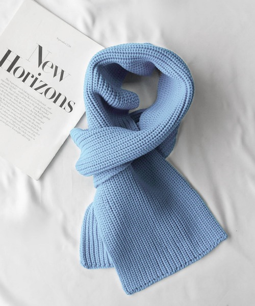 CELINE リブ編み マフラー ブルー bluek_lwcn2aw02686s19ue
