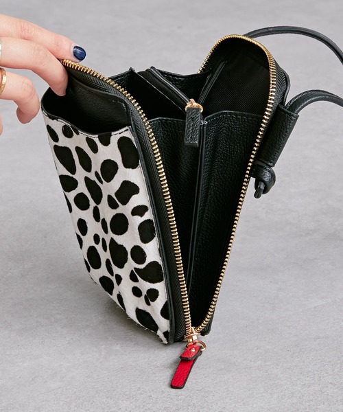 Pal collection（パルコレクション）の「ハラコ風ウォレットスマホポーチ（ショルダーバッグ・レディース・ブラウン/ホワイト・FREE）」の13枚目の写真