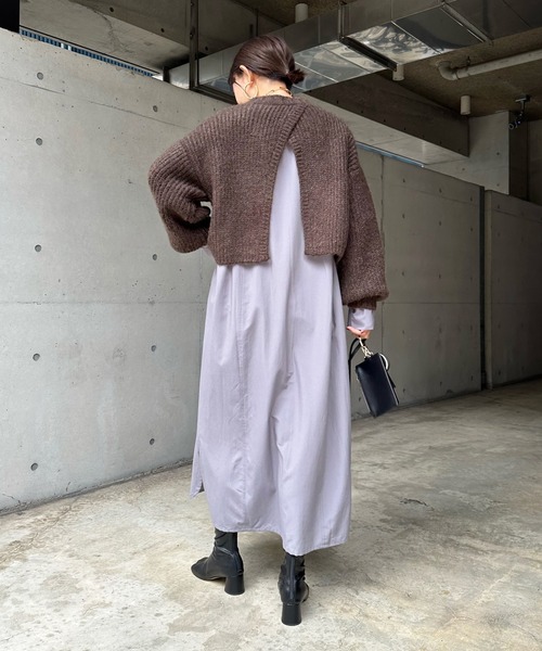 DouDou（ドゥドゥ）の「ショート丈ニット＋ワンピースセット（ワンピース・レディース・ブラウン/グレイッシュベージュ・FREE）」の15枚目の写真